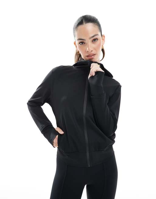 Born Living Yoga - Airla - Giacca leggera sportiva nera con cappuccio
