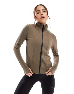 Born Living Yoga - India - Nahtlose Sportjacke in Taupe-Neutral