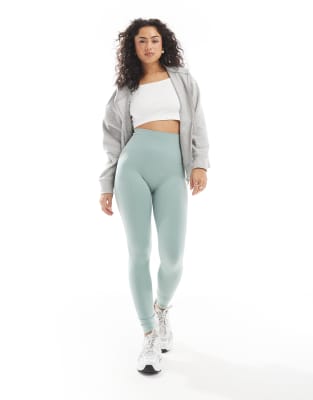 Born Living Yoga - Keila - Nahtlose Leggings in Jadegrau-Blau