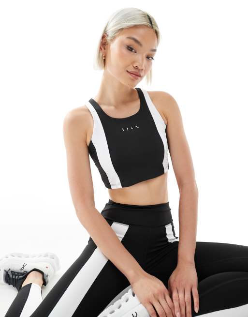 Born Living Yoga - Vindi - Reggiseno sportivo nero e bianco con imbottitura rimovibile