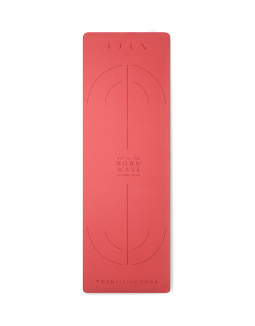 Born Living Yoga - Wave - Yogamat van 6 mm in sunset koraalrood