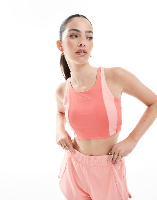 Born Living Yoga - Xenia - Brassière de sport réversible maintien renforcé - Crème glacée fraise/corail coucher de soleil