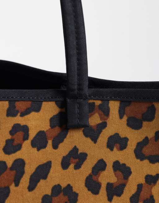Borsa shopping Baggu double-face nera e leopardata, 3 di 4