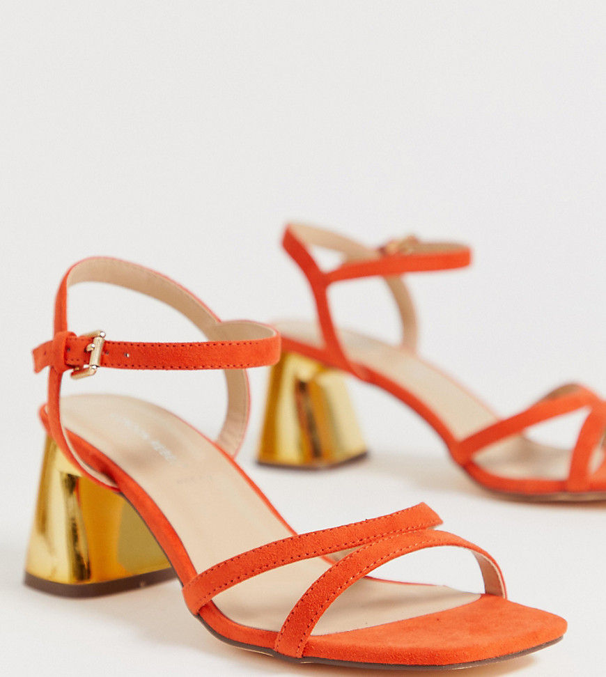 фото Босоножки на среднем каблуке для широкой стопы london rebel-оранжевый