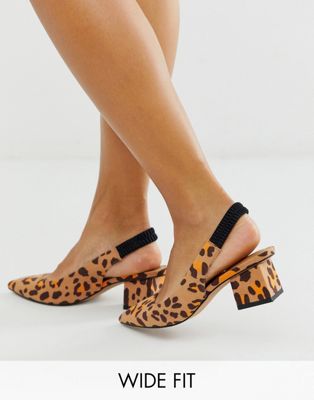 фото Босоножки на среднем каблуке с леопардовым принтом для широкой стопы asos design-мульти