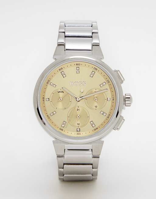 BOSS - 1502676 - Orologio da donna con bracciale color argento e quadrante color oro