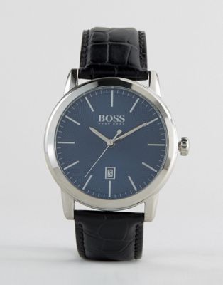 BOSS 1513400 classic leather watch in black | ASOS