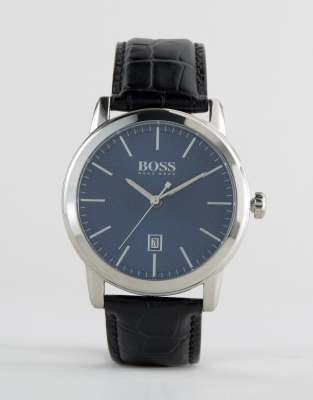 BOSS 1513400 classic leather watch in black | ASOS