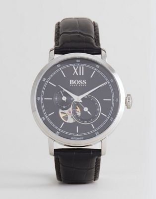 BOSS 1513504 Signature Leather Watch In Black
