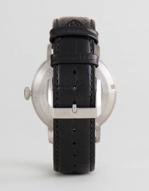 BOSS – 1513504 Signature – Lederarmbanduhr in Schwarz, 4 von 4