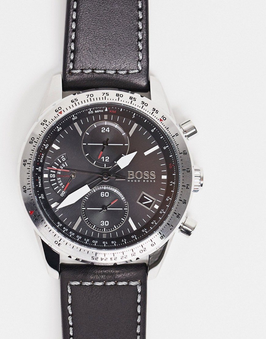Boss - 1513853 - Orologio cronografo nero da uomo con cinturino in pelle