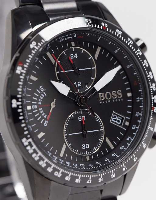 BOSS - Orologio Placcato Nero Con Bracciale A Maglie - Nero - Foto 8