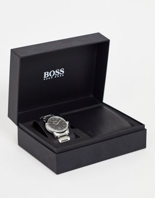 BOSS - 1570093 Classic - Geschenkset met horloge en portefeuille-Zilver