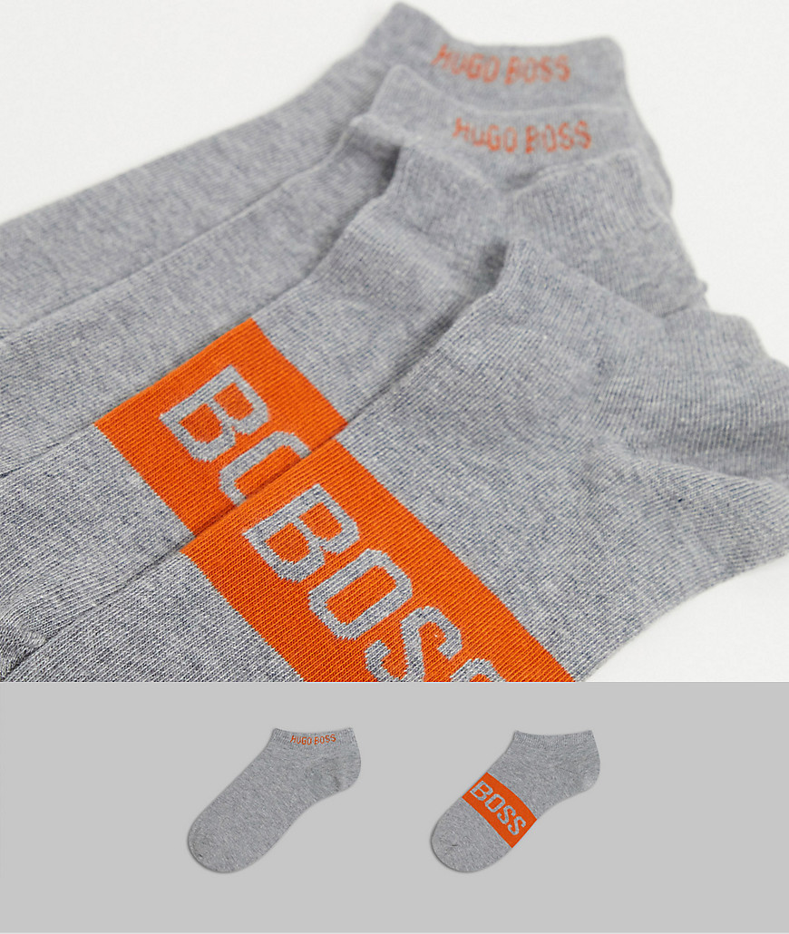 BOSS 2-pack ankle socks with large logo in gray-Grey