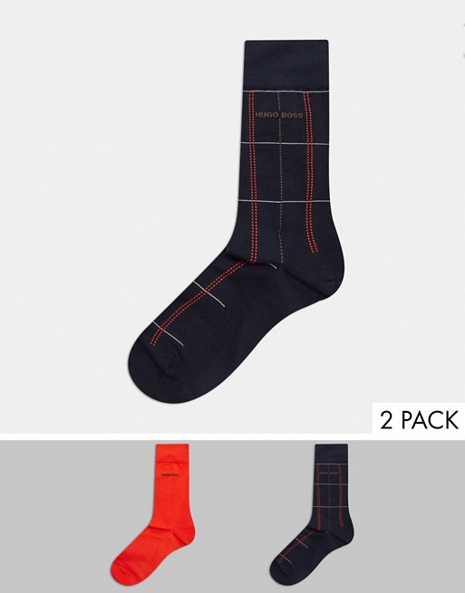 BOSS 2 pack soft check socks