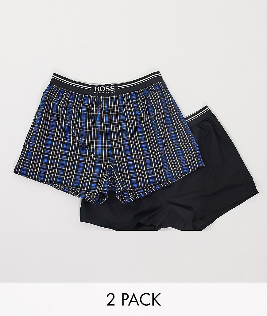 Boss 2 pack woven boxers in blue-Blues