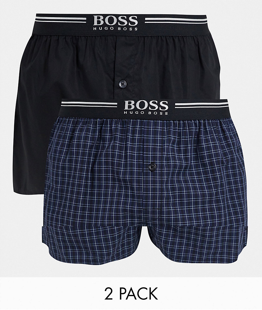 BOSS 2 pack woven boxers in navy