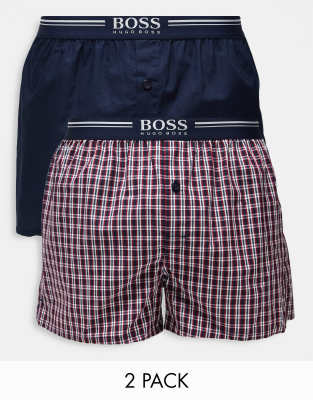 BOSS 2 pack woven boxers in red