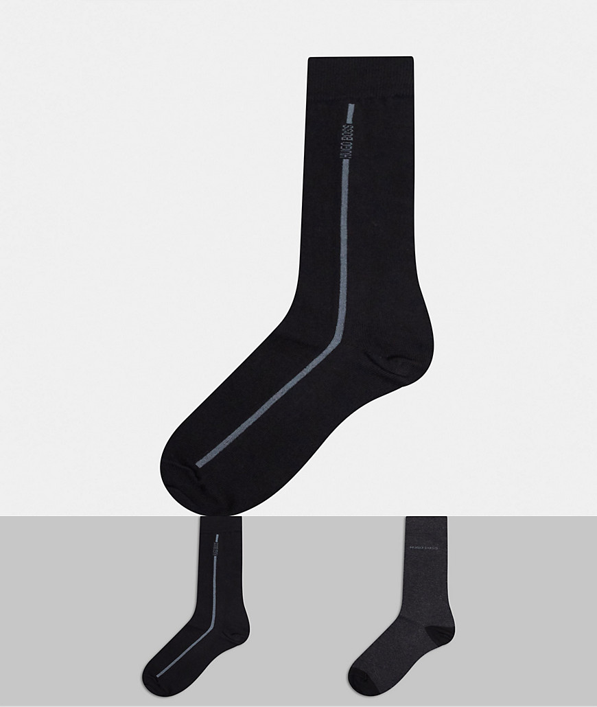 Boss - 2P sokken met logostreep in grijs