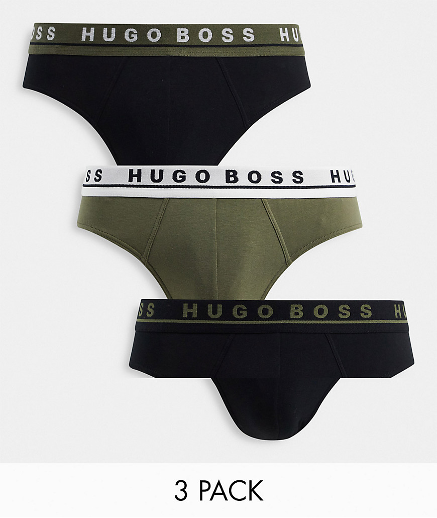 Boss Bodywear Boss 3 Pack Briefs In Black/khaki-multi