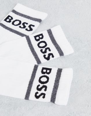 Boss 3 pack logo socks in white
