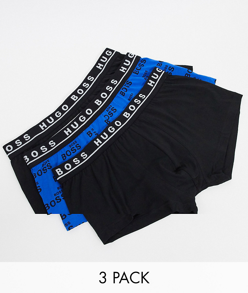 Boss 3 pack logo trunks in black/blue-Multi