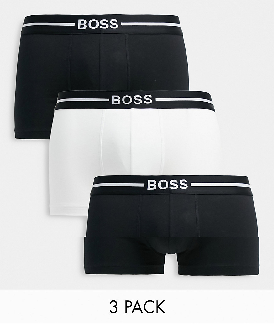 BOSS 3 pack organic cotton trunks in black and white