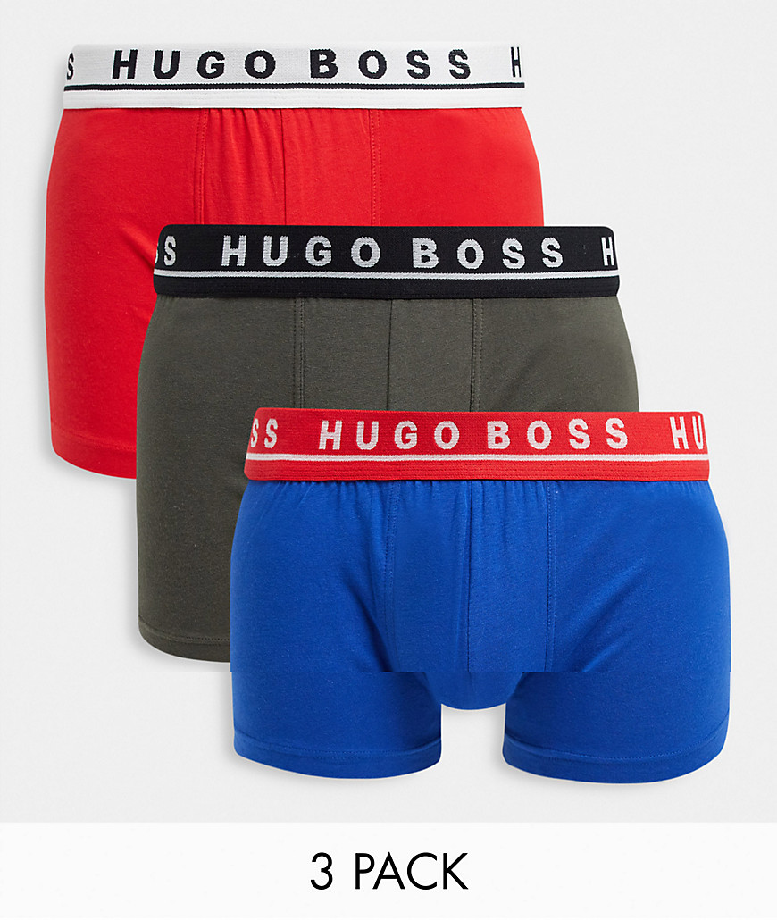 BOSS 3 pack trunks in red/ blue/ khaki-Multi