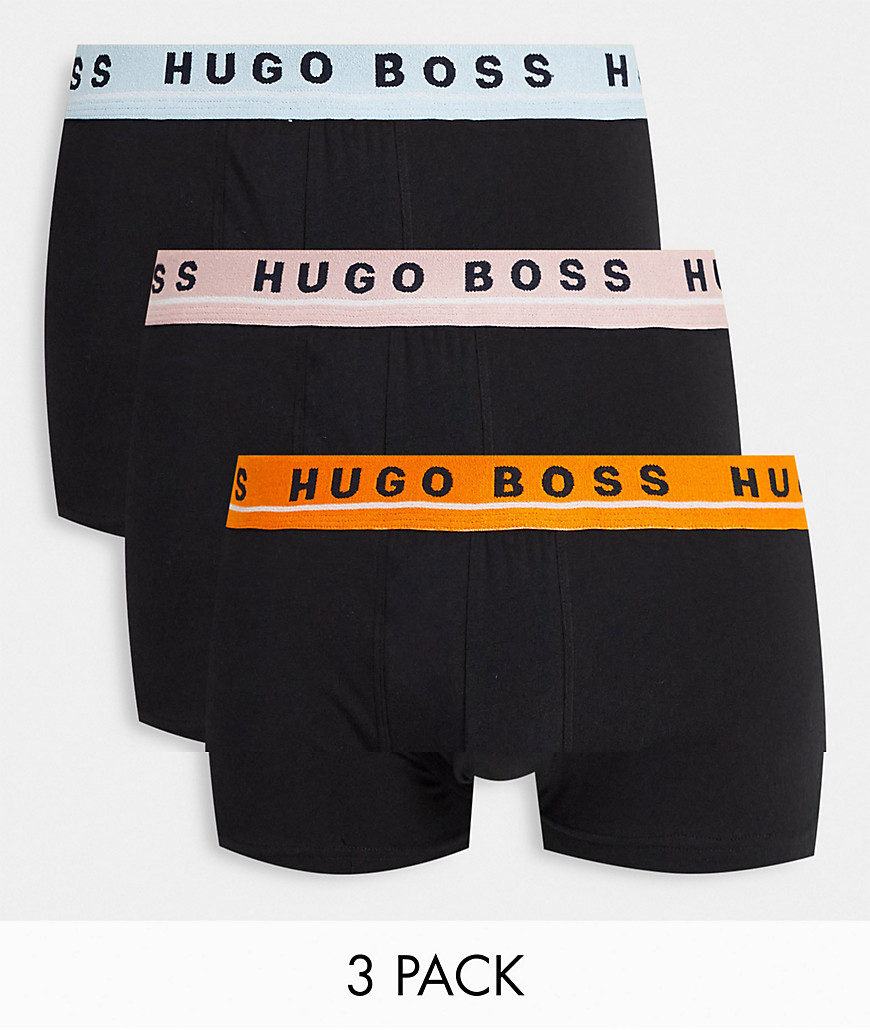 BOSS 3-pack trunks with all-over colored logo waistband in black