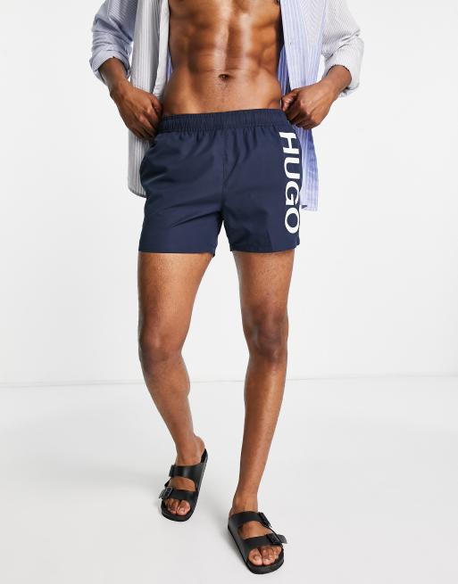 BOSS Abas large logo swim shorts in navy ASOS