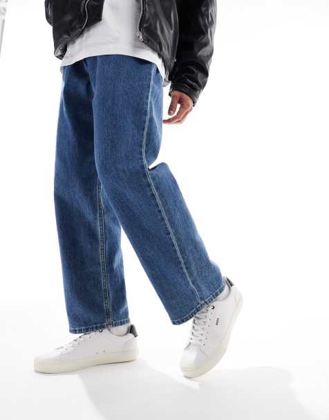 BOSS - Aiden - Hvide sneakers i læder med kontrasthæl med logo - view 1
