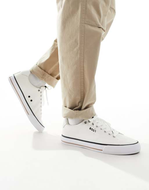 BOSS Aiden minimal plimsolls in white