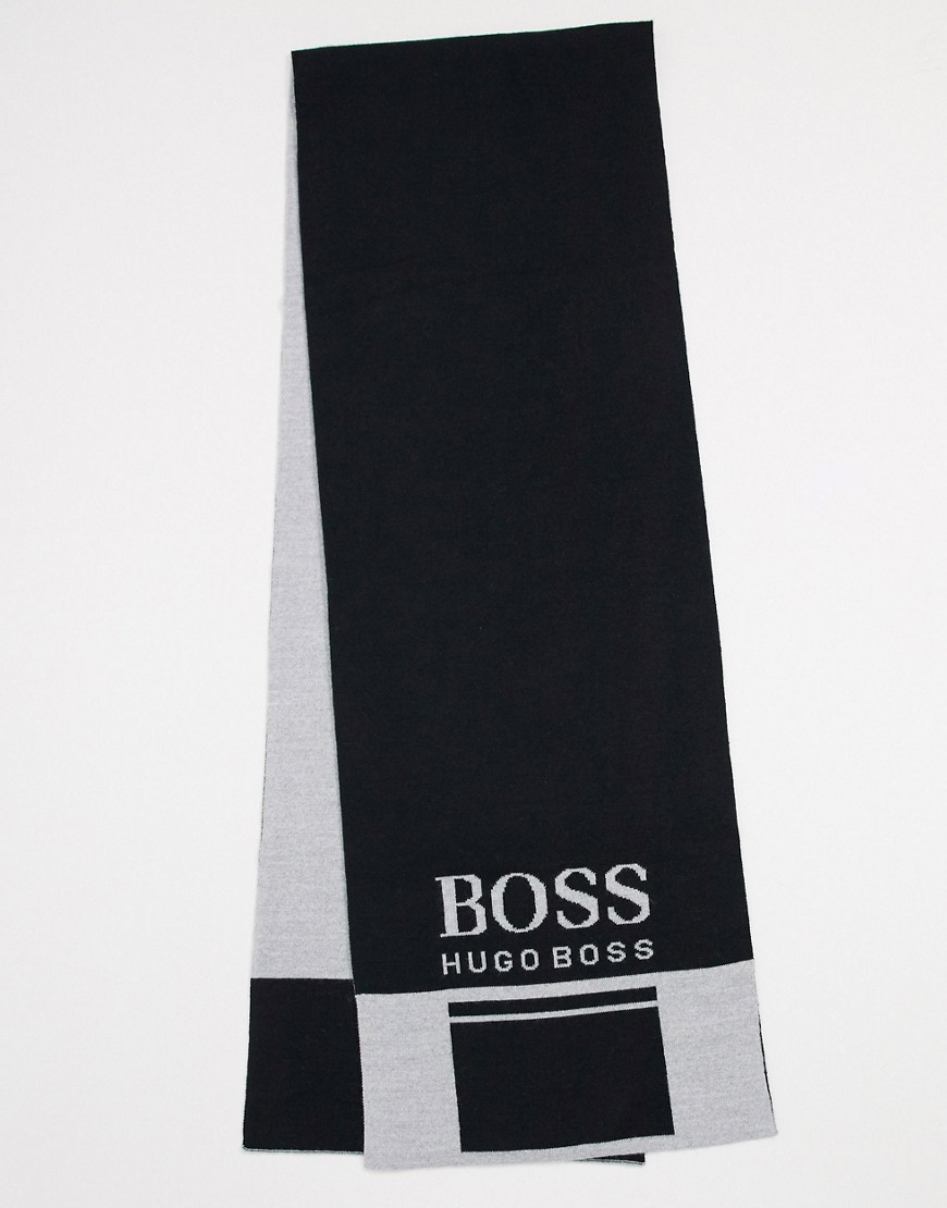 BOSS Albo logo scarf in black