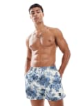 [BOSS Bodywear] Boss all-over leaf print swim shorts in cream and blue S Open blue