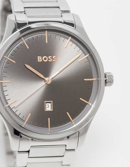 BOSS - Armbandhorloge voor heren in zilver met grijze wijzerplaat 1513979