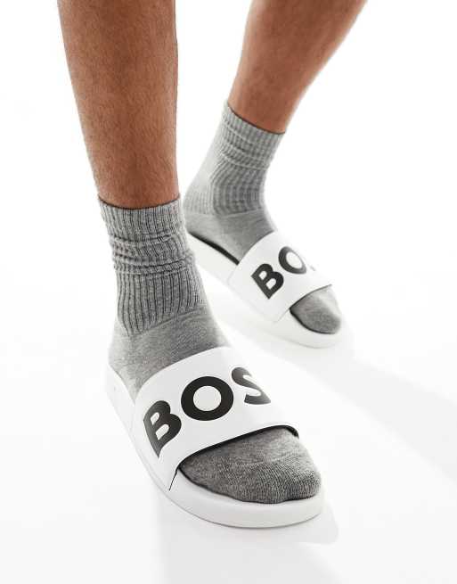  BOSS aryeh sliders in white