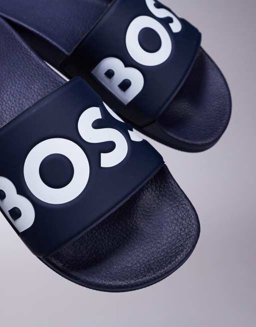 BOSS Aryeh slides in navy | ASOS display picture 1