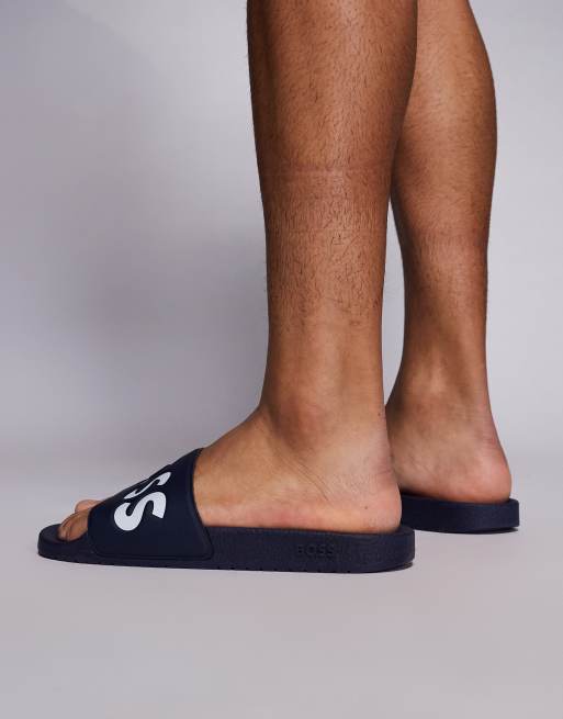 BOSS - Aryeh - Slippers in marineblauw, 3 van 4