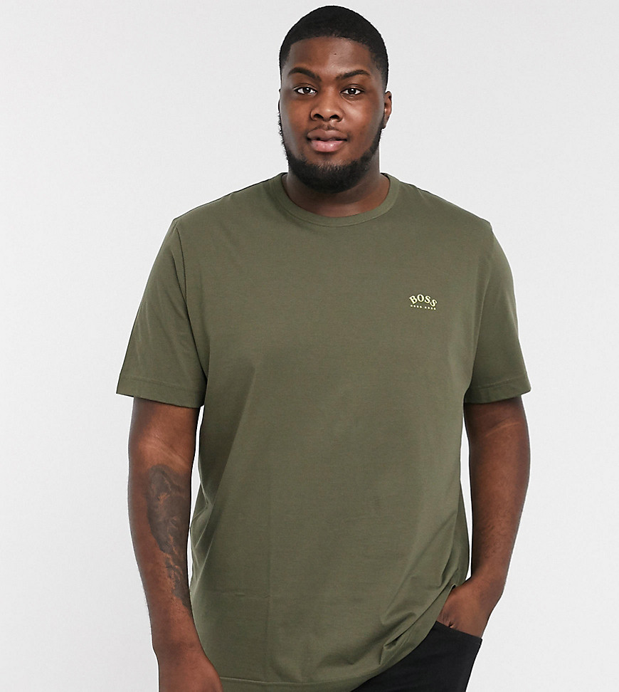 BOSS Athleisure B-Tee Curved logo t-shirt in khaki-Green