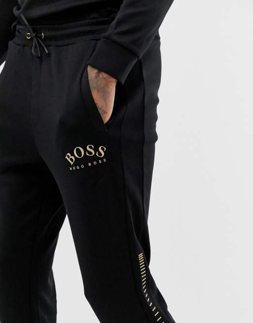 Hugo boss joggers black and 2024 gold