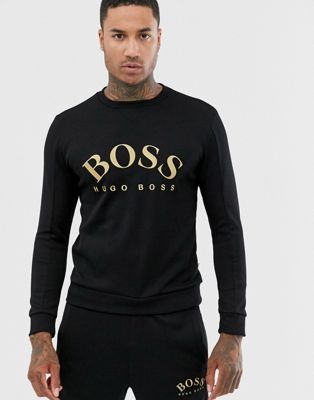 BOSS Athleisure gold logo sweatshirt in 