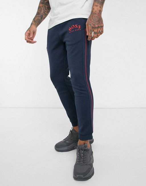 BOSS Athleisure Hadiko embroidered logo joggers in navy