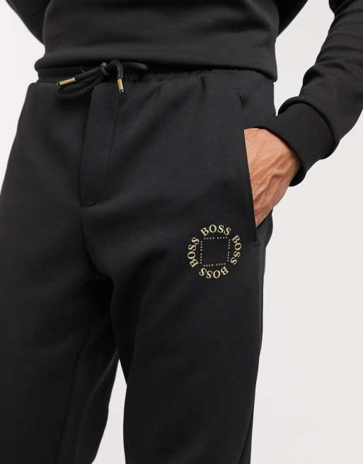 BOSS Athleisure Halboa Circle logo joggers in black ASOS