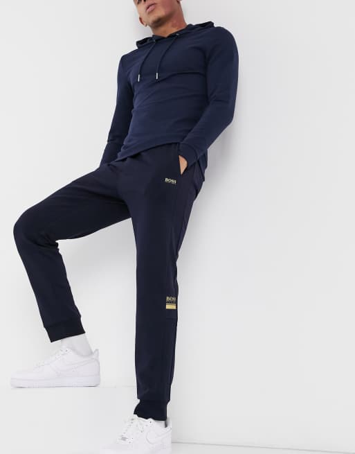 stof Ballade Stirre BOSS Athleisure Halvo coordinating sweatpants in navy | ASOS