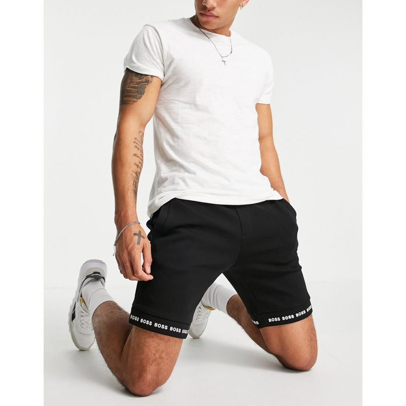 Designer  BOSS - Athleisure Headlo 1 - Pantaloncini neri con fettuccia con logo