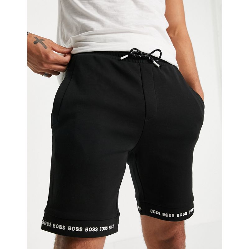 Designer  BOSS - Athleisure Headlo 1 - Pantaloncini neri con fettuccia con logo