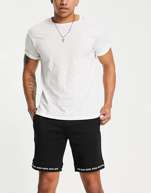  BOSS Athleisure Headlo 1 taped logo shorts in black 