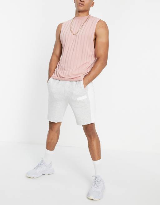 BOSS Athleisure – Headlo Batch – Grå shorts i sweatshirttyg med sidopaneler i kontrastfärg och logga, 4 av 4