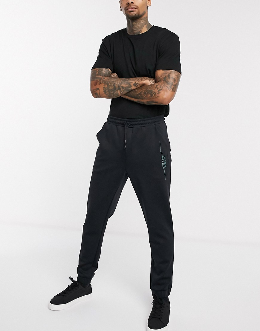 BOSS Athleisure - Hicon - Smalle joggingbroek met logo aan de zijkant-Zwart