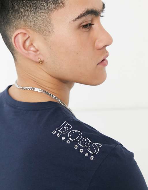 BOSS Athleisure Marinebl T shirt med logo for og bag ASOS